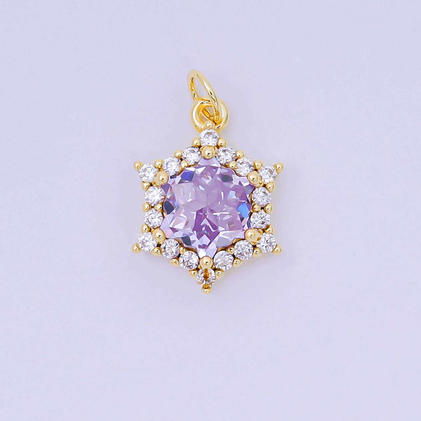 24K Gold Filled 16.9mm Micro Paved & Multicolor CZ Northern Star-Shaped Birthstone Charm | AC-1575 - AC-1581