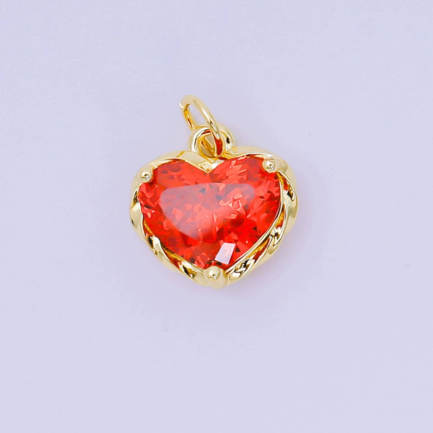 24K Gold Filled 16.9mm Heart-Shaped CZ Full of Heart Birthstone Charm | AC-1568 - AC-1574