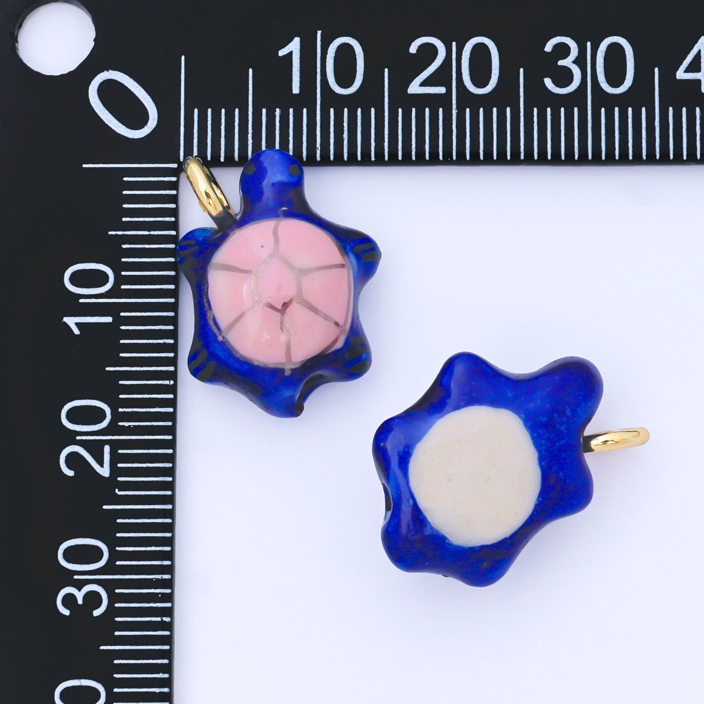 24K Gold Filled Turtle Charm Under The Sea Animal Ceramic Drop Pendant | AF-1522