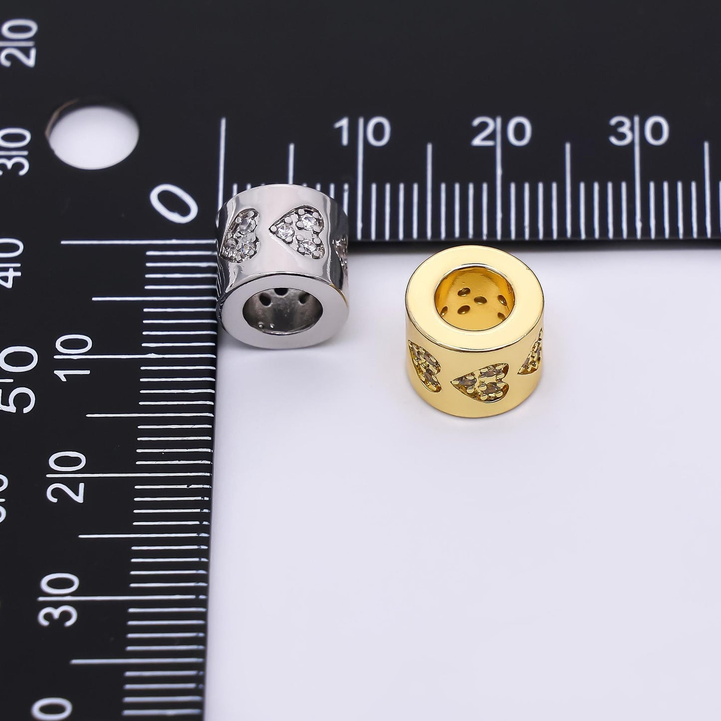 24K Gold Filled Micro Paved CZ Lover-Loop with Large Hole Bead Spacer | B-071