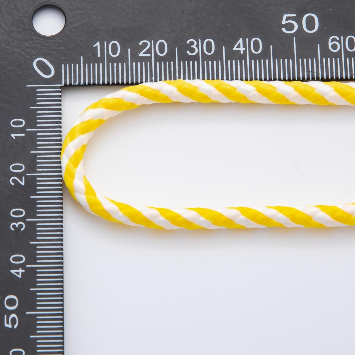 Jewelry Making Round Cords, Polyester & Spandex Cord Ropes 5mm Yellow White Braided Rope by Yards | ROLL-1735