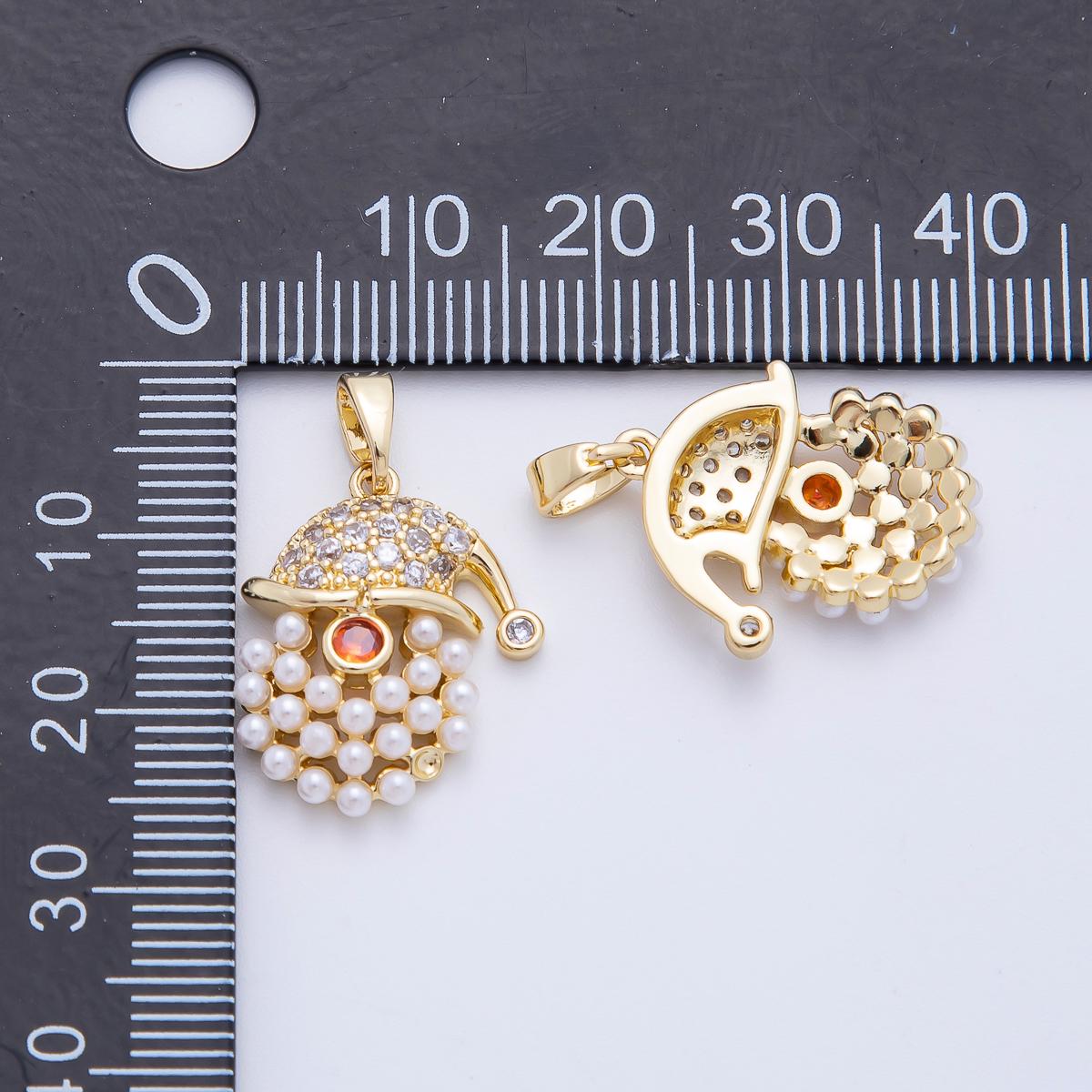Dainty Santa Clause Charm micro paved cz dainty 18k gold filled Pearl Bread for Christmas holiday season greetings pendant | AF-1143