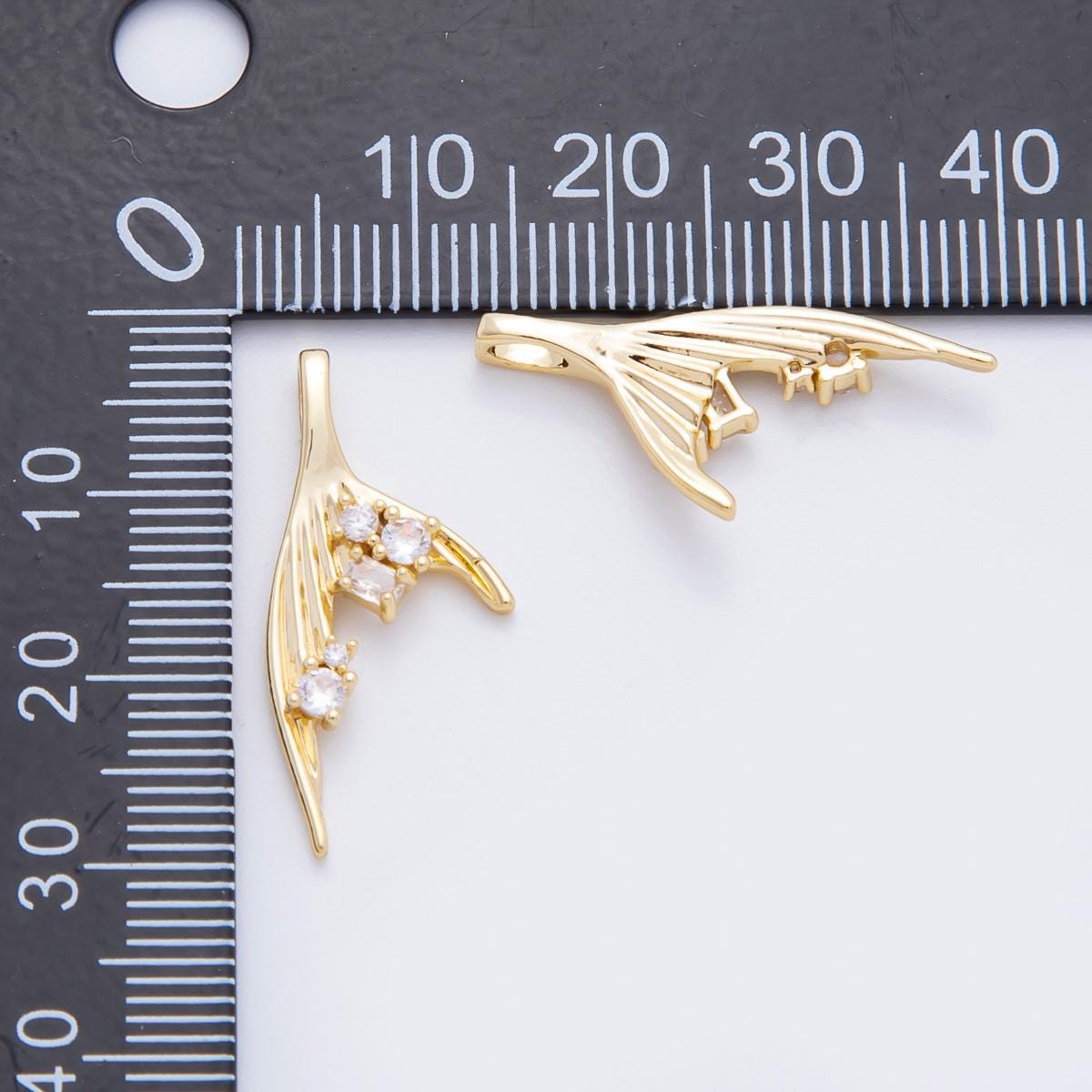 Mermaid Tail Gold Charms 18K Gold Filled Pendant CZ Micro Pave Mermaid Charm Bracelet Necklace for DIY Jewelry Making Supply AF-1106