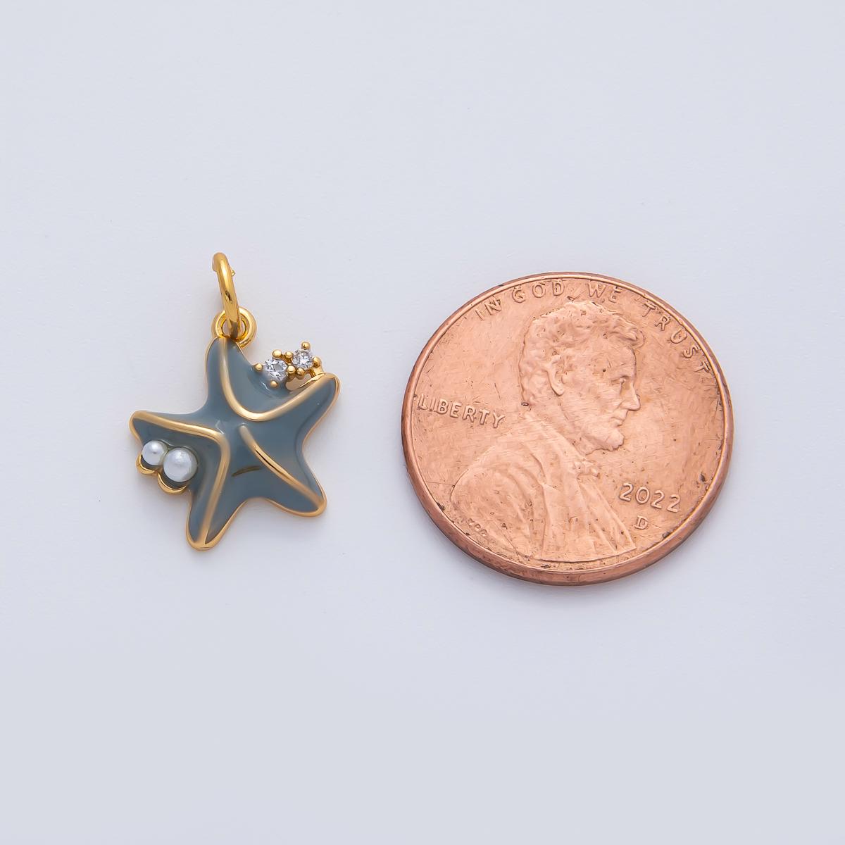 Star fish 18k gold Filled pendant sea star Enamel charm Under the Sea Beach animal pendant, diy jewelry Starfish Charm AF1428