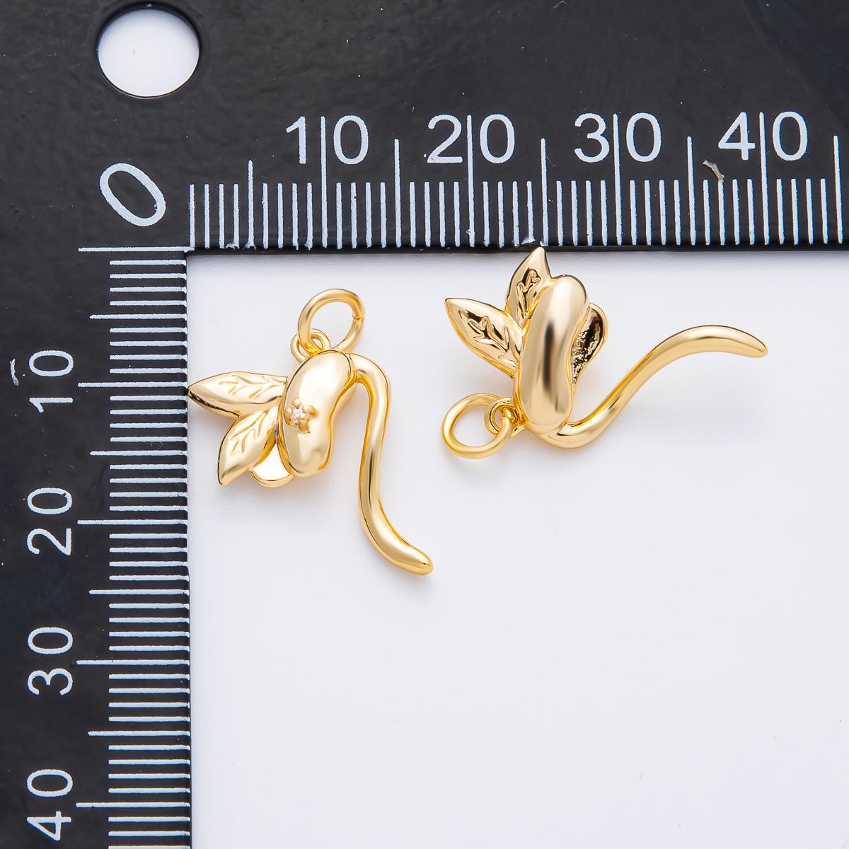 Mini 18k gold filled Bean Sprouts charm Dainty Vegetable pendant charm for necklace earring supply AF-1354