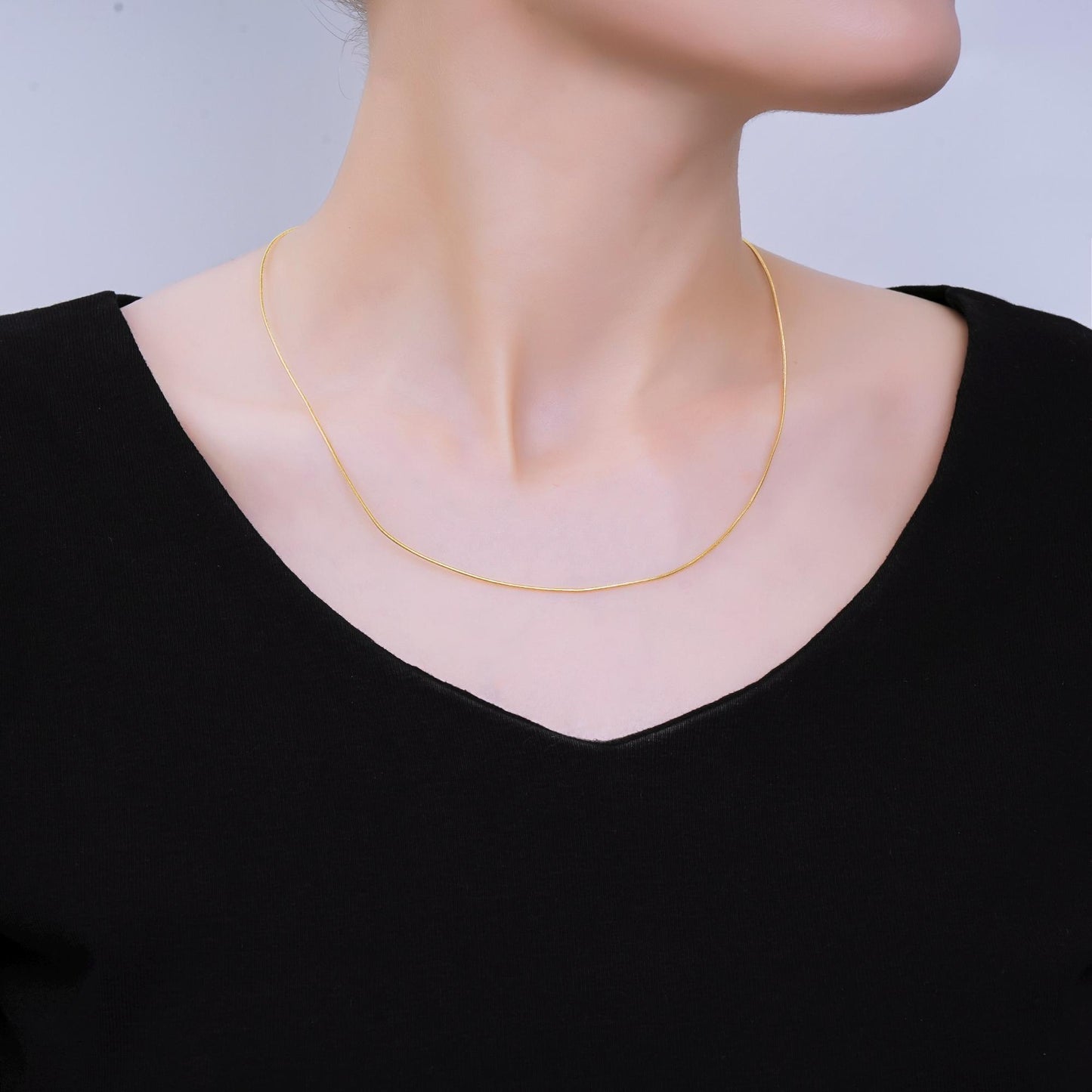 24K Gold Filled 1mm Minimalist Snake Chain 18 Inches Necklace | WA-3835