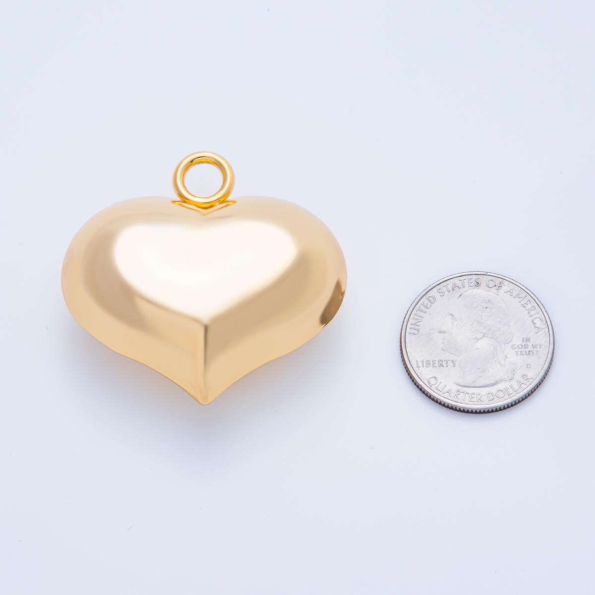 Chubby Modern Gold Heart Shape Pendant Charm Necklace Jewelry Supply DIY Jewelry Findings in 18k Gold Filled Pendant J-859