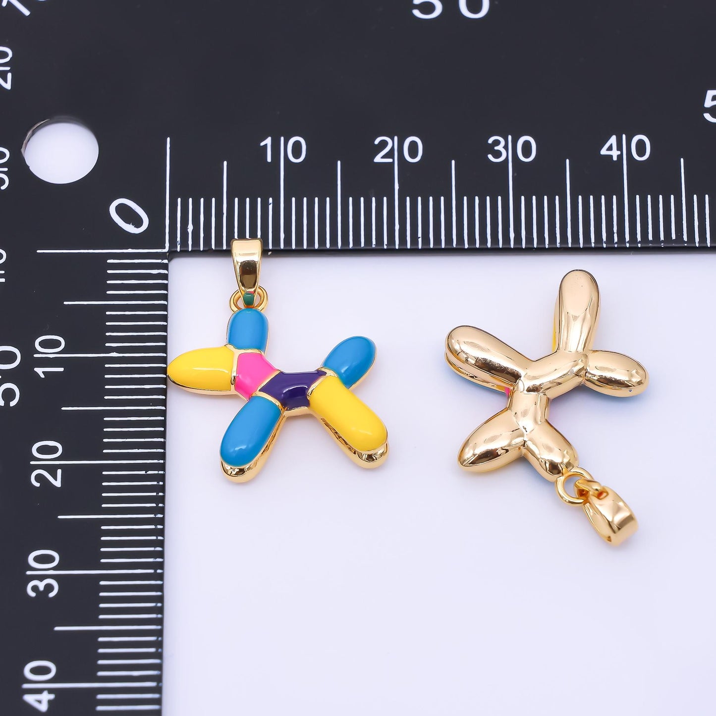 24K Gold Filled 19mm Enamel Multicolor Dog balloon Charm Pendant | AA1645
