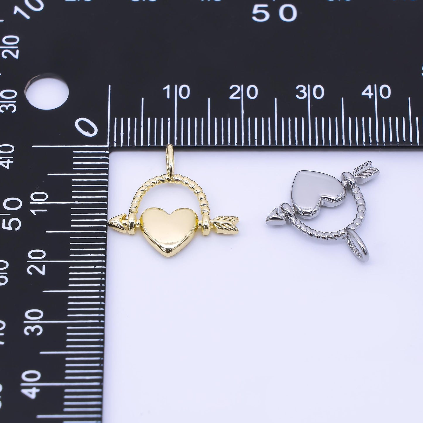 14K Gold Filled 19mm Cupid Heart Love's Arrow Pendant | AA1648