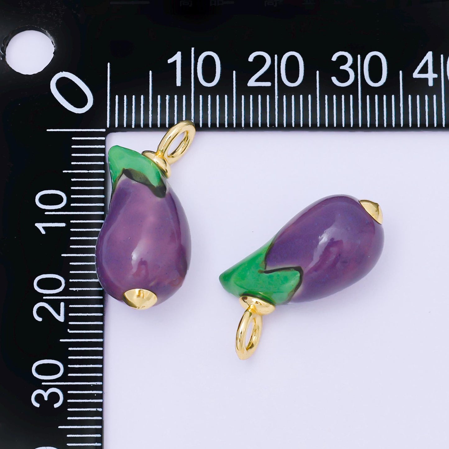 14K Gold Filled 25mm Eggplant Vegetable Ceramic Drop Pendant | AF-1304