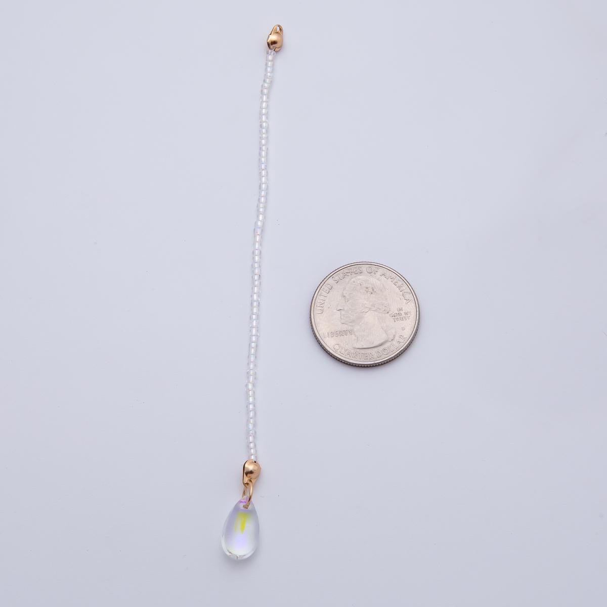 18K Gold Filled 123mm White, Black, Clear, Peach Iridescent AB Gemstone Drop Crimp Finding | Z1397 ~ Z1400