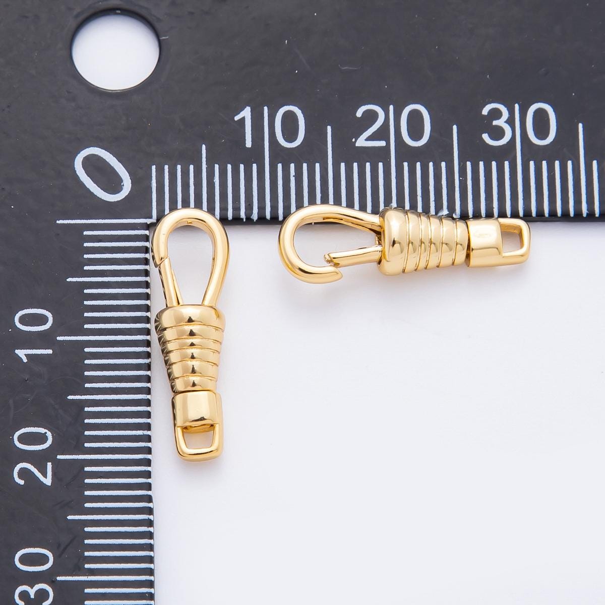 18K Gold Filled 20mm Ribbed Push Gate Clasp Swivel Clasps Closure Finding | Z1380