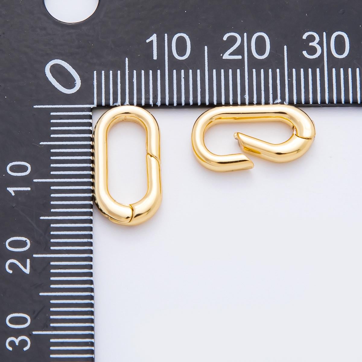 18K Gold Filled 16mm Minimalist Oblong Oval Push Gate Clasp Closure Finding | Z1381
