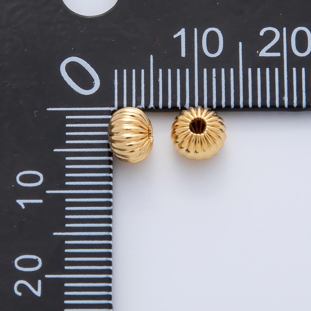 10x Gold & Silver Fluted Spacer Beads – Round Corrugated Metal Bead Charms for Jewelry Making B-355
