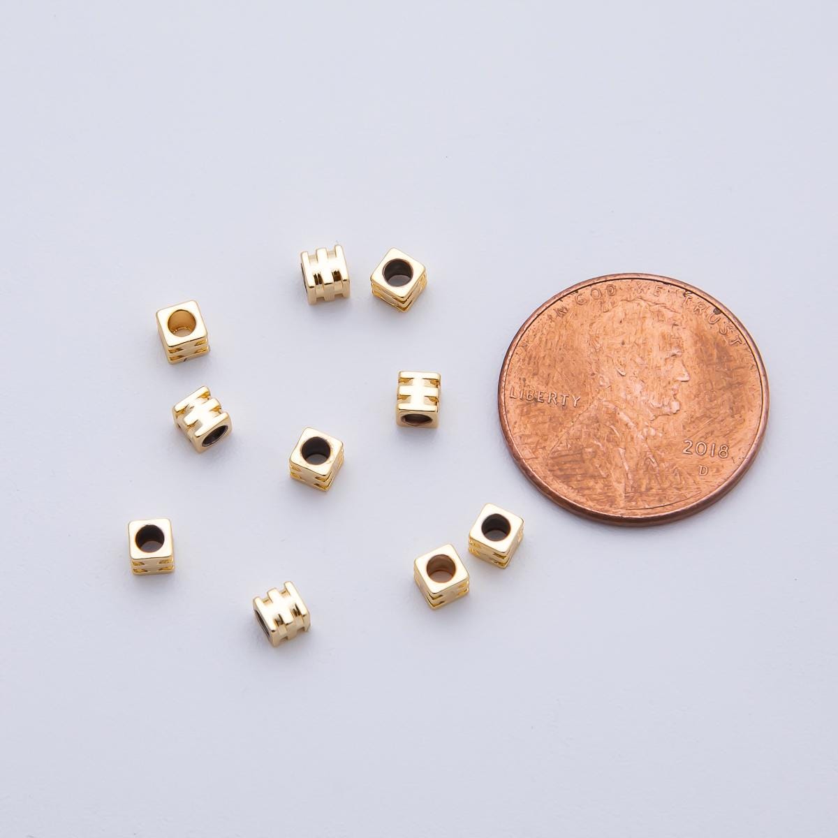 10x 18k gold Filled Cube beads spacer Tiny Bead spacer beads 3 x 3 mm beads B-318