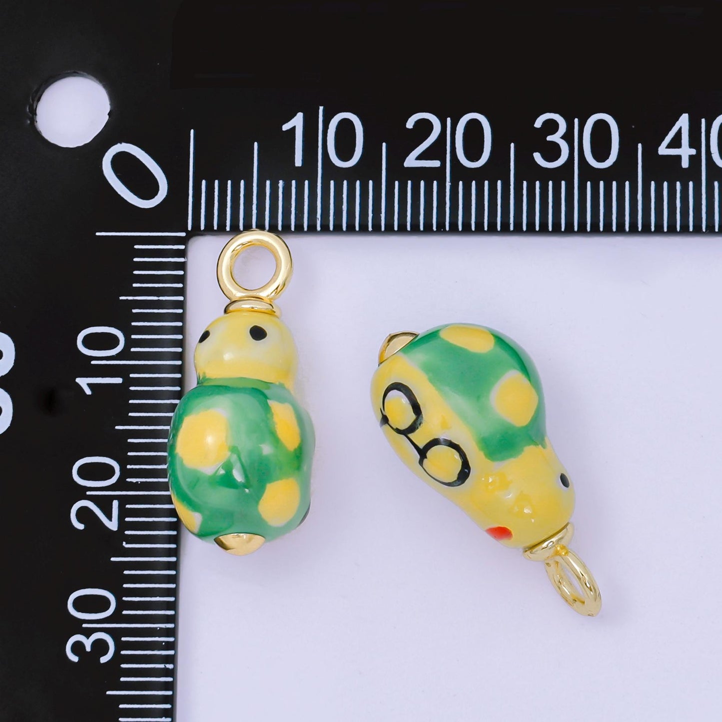 24K Gold Filled Turtle Charm Under The Sea Animal Ceramic Drop Pendant | AF-1520