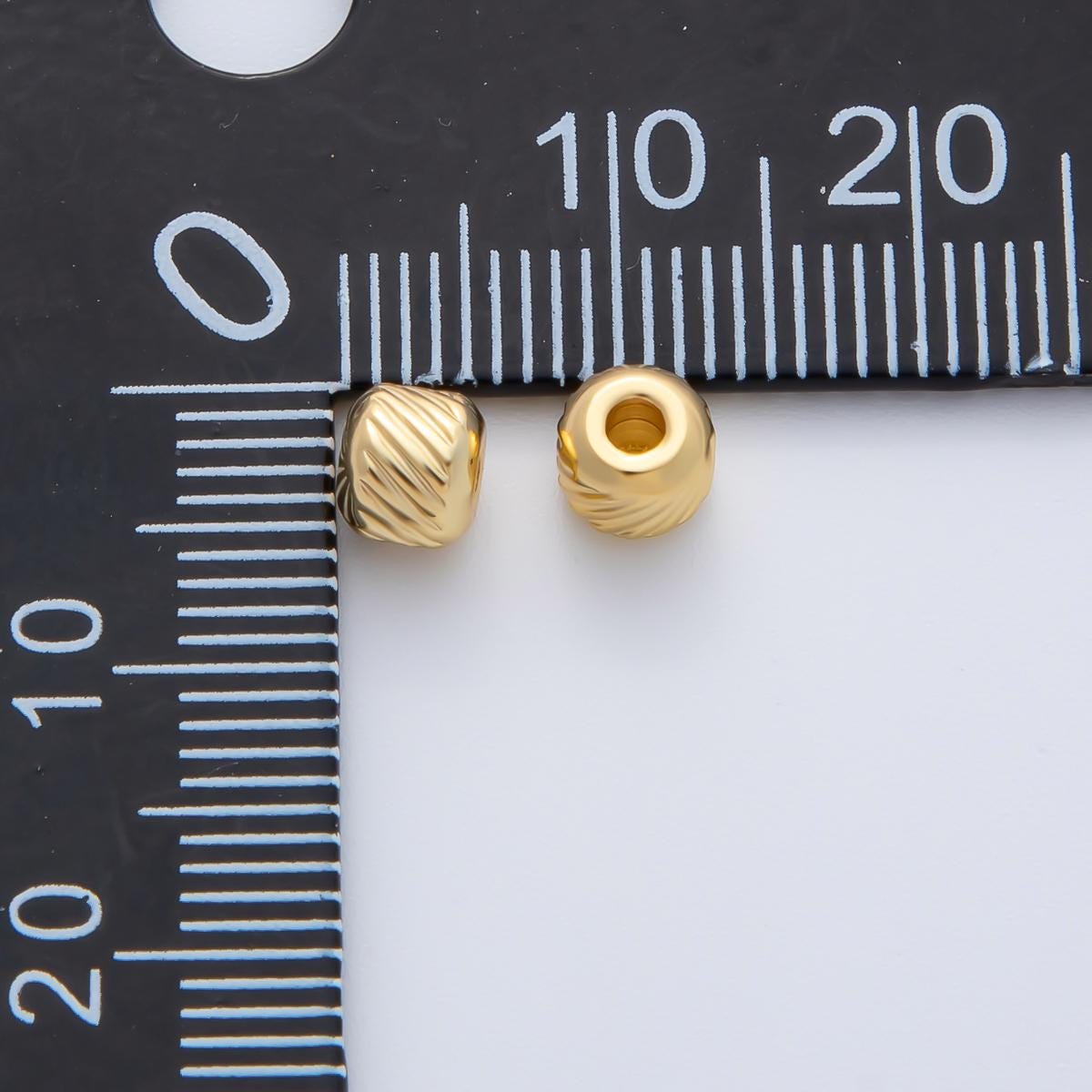 Gold 4.5mm Revolving Pattern Tiny Rondelle Minimalist Spacer Bead in Gold & Silver 10pcs | B066