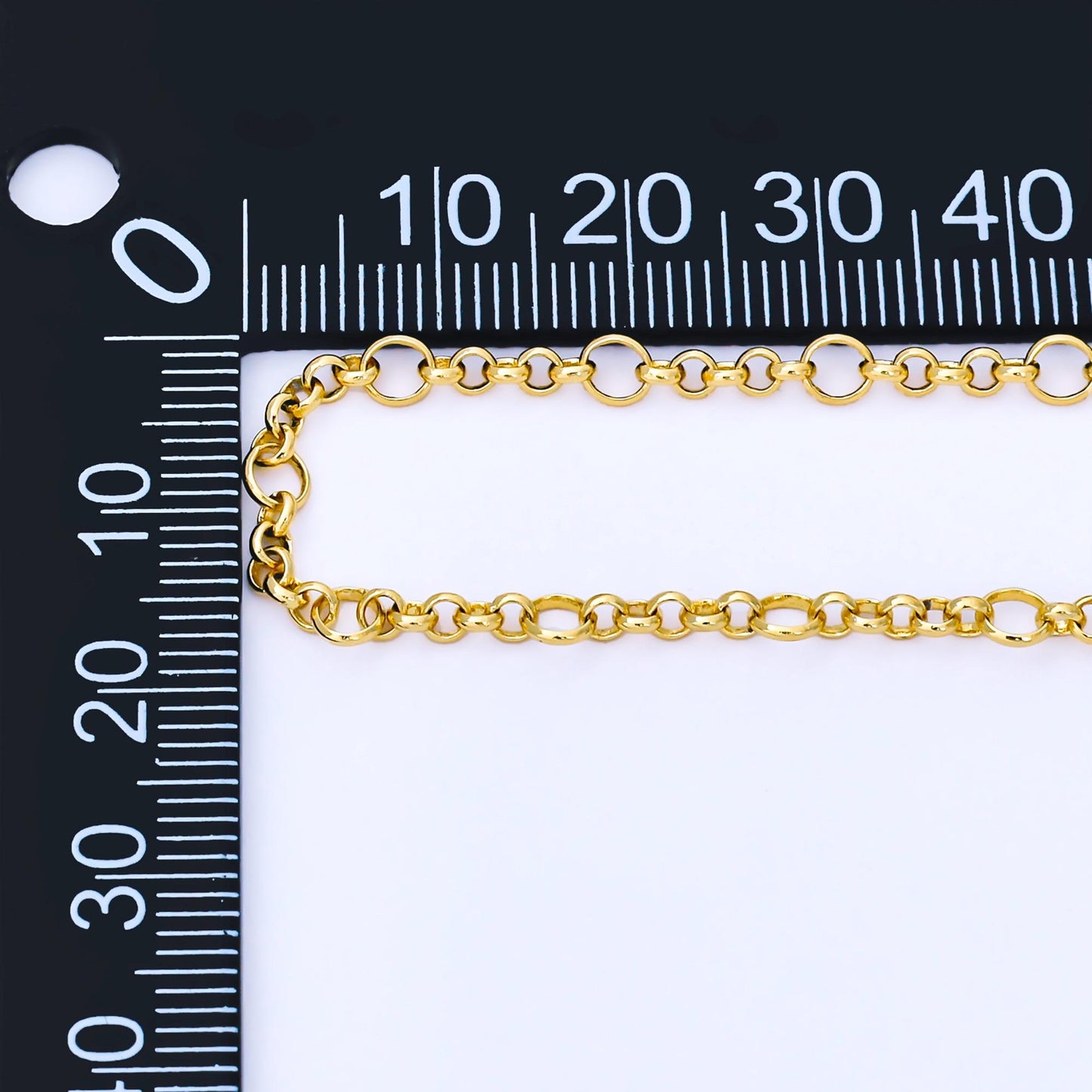 24k gold filled rolo chain by yard, rolo cable link thick 3.6-2.5mm, wholesale bulk roll chain for jewelry making, ROLL-1741