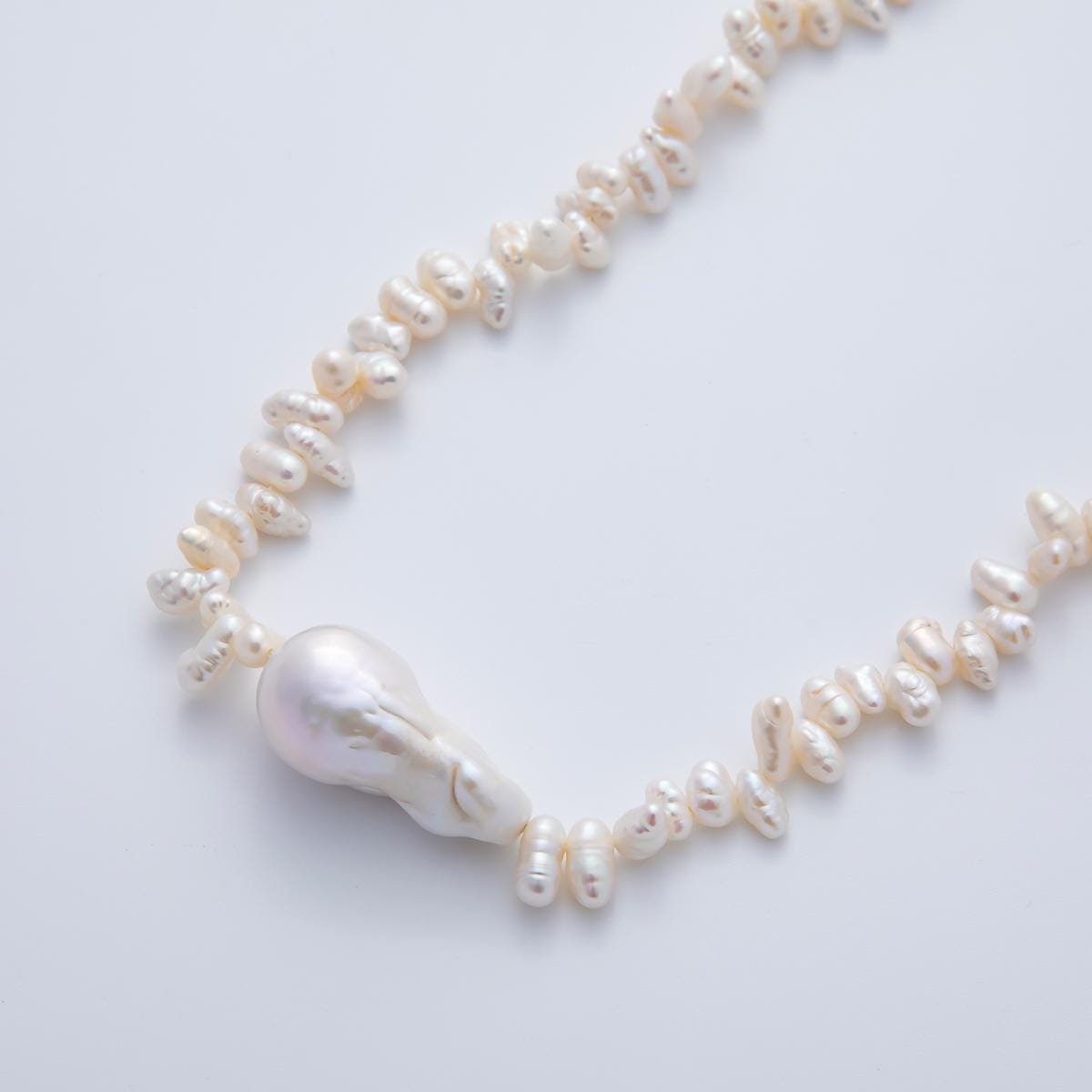 15.9mm Freshwater Pearl Baroque Natural Form 16.2 Inch Chain Necklace w. Extender | WA-3800