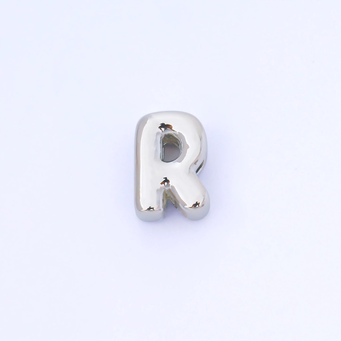 Silver 15mm Personalized Chubby Bubble Initial Letter Alphabet Bead A~Z (select 26 Letter) Alphabet | AF092 - AF104