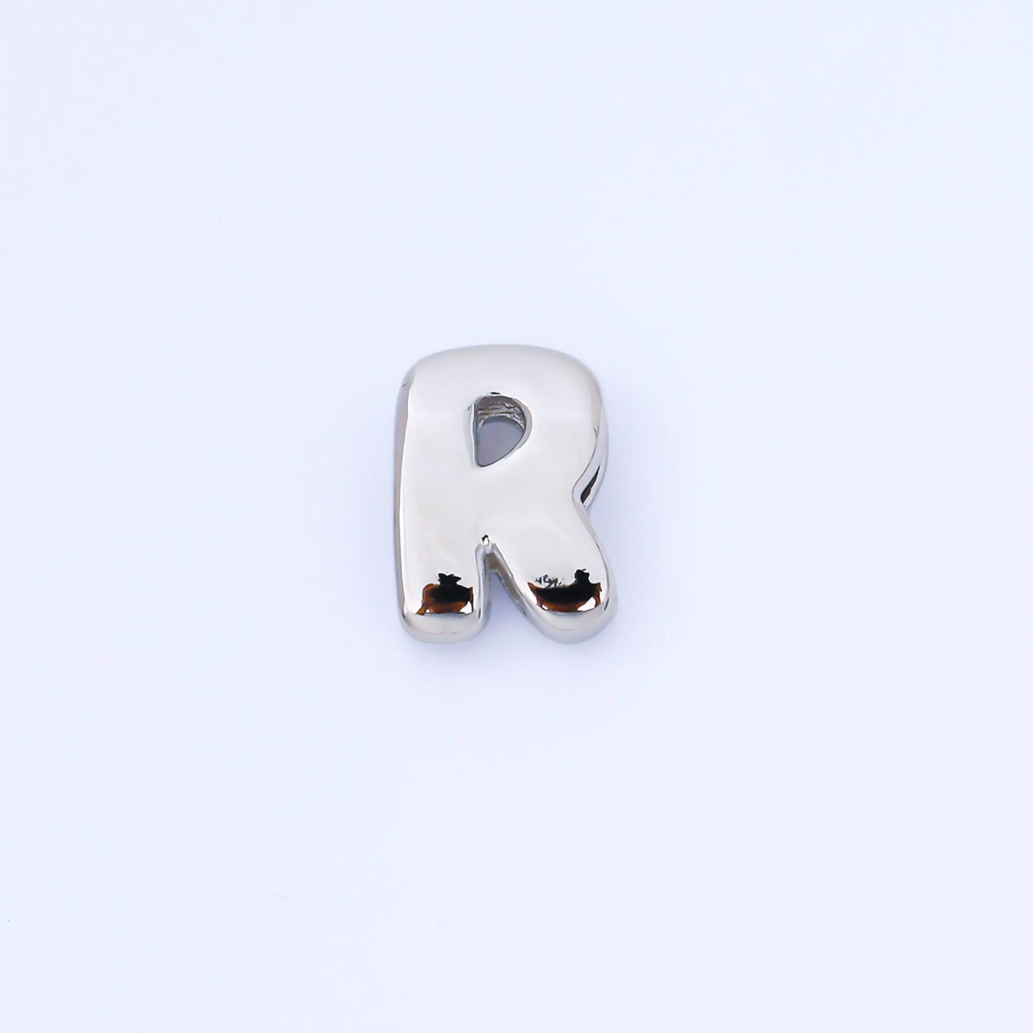 Silver 20mm Personalized Cord Chubby Bubble Initial Letter Alphabet Bead A~Z (select 26 Letter) Alphabet | AF118 - AF130