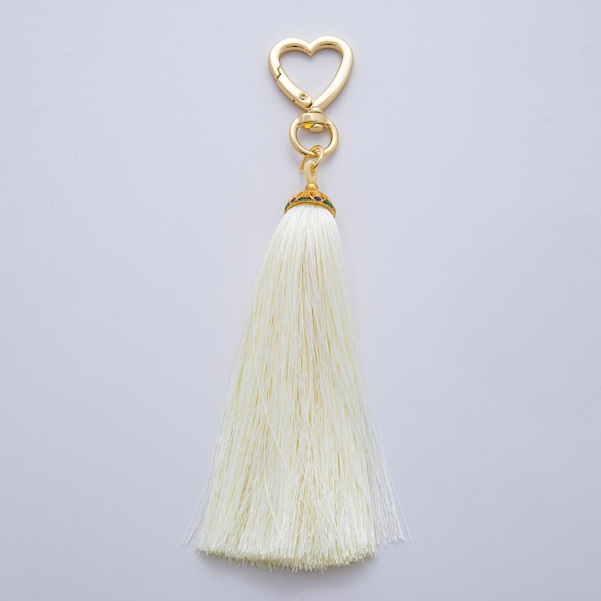 18K Gold Filled 170mm Blue, Black, Red Silky Thread Tassel Charm Keychain Accessories Bag Charm Accessory gifts for women bag clip| WB-00213