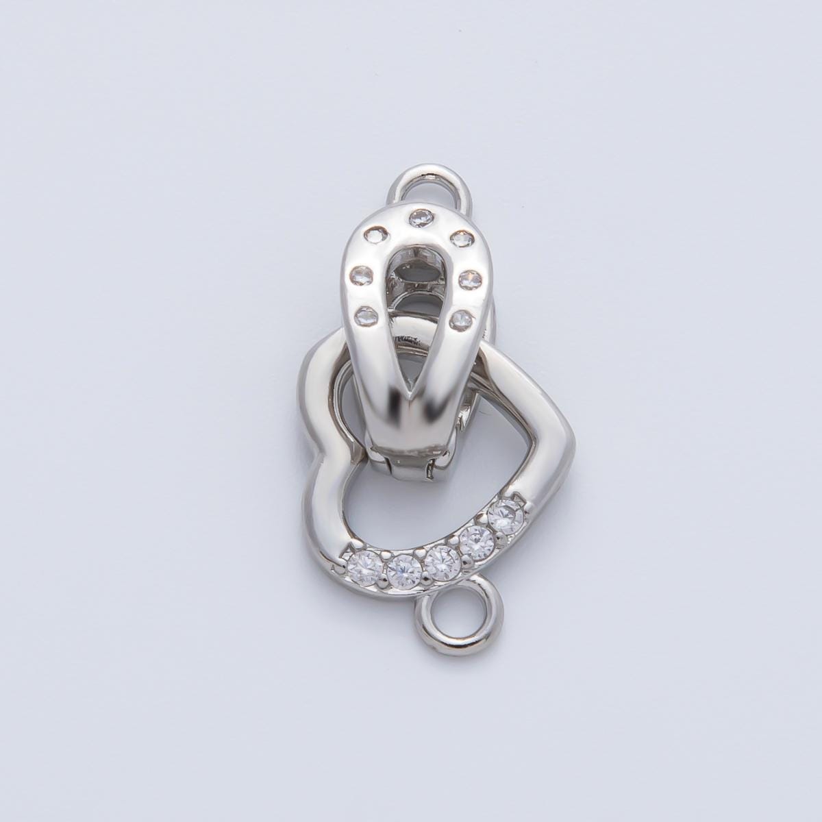 18K Gold Filled 18mm Micro Paved CZ Dainty Heart Open Loop Charm Finding connector for necklace making and bracelet keychain charm | Z1457