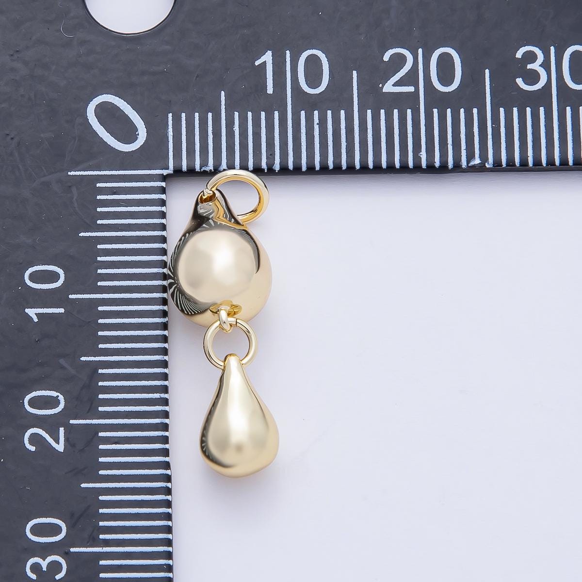 18K Gold Filled 23.9mm Double Teardrop Dangling Drop Charm in Gold & Silver Teardrop Necklace Raindrop Earring Dewdrop Jewelry | AF1432