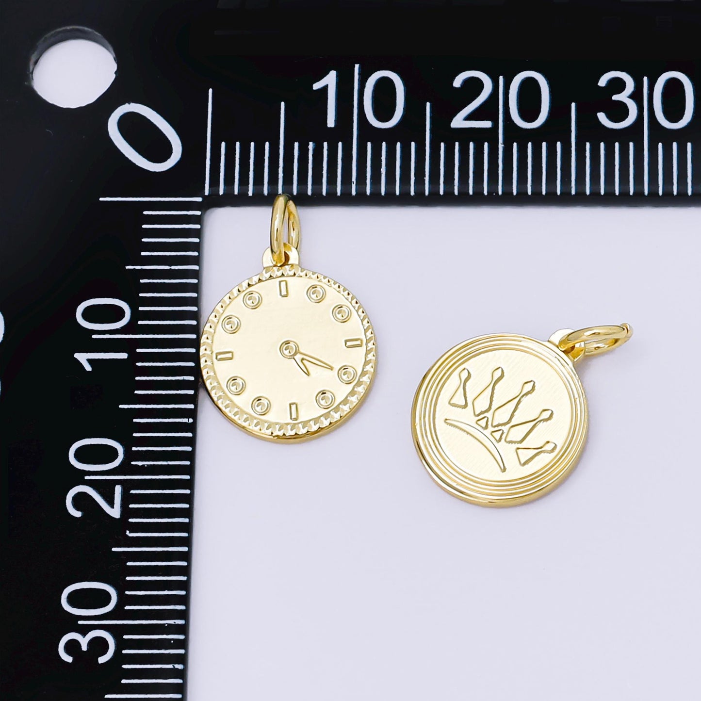 24K Gold Filled 14mm Golden Clock Drop Charm
