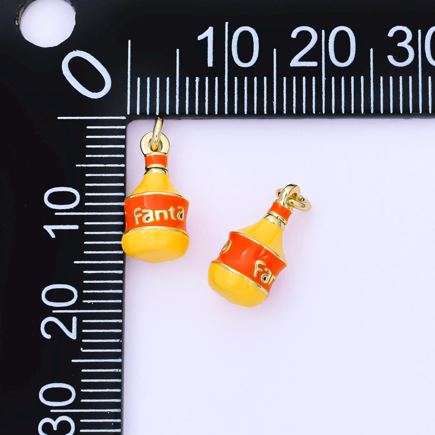 24K Gold Filled 13.5mm Enamel Orange Soda Soft Drink 3D Charm | AF1303