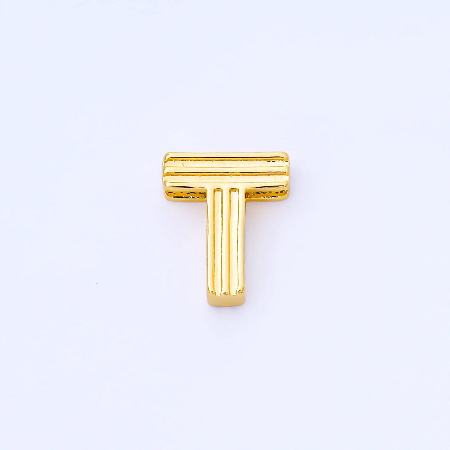 24K Gold Filled 15mm Initial Letter Alphabet Groovy Initial Spacer Bead | AF066 - AF078