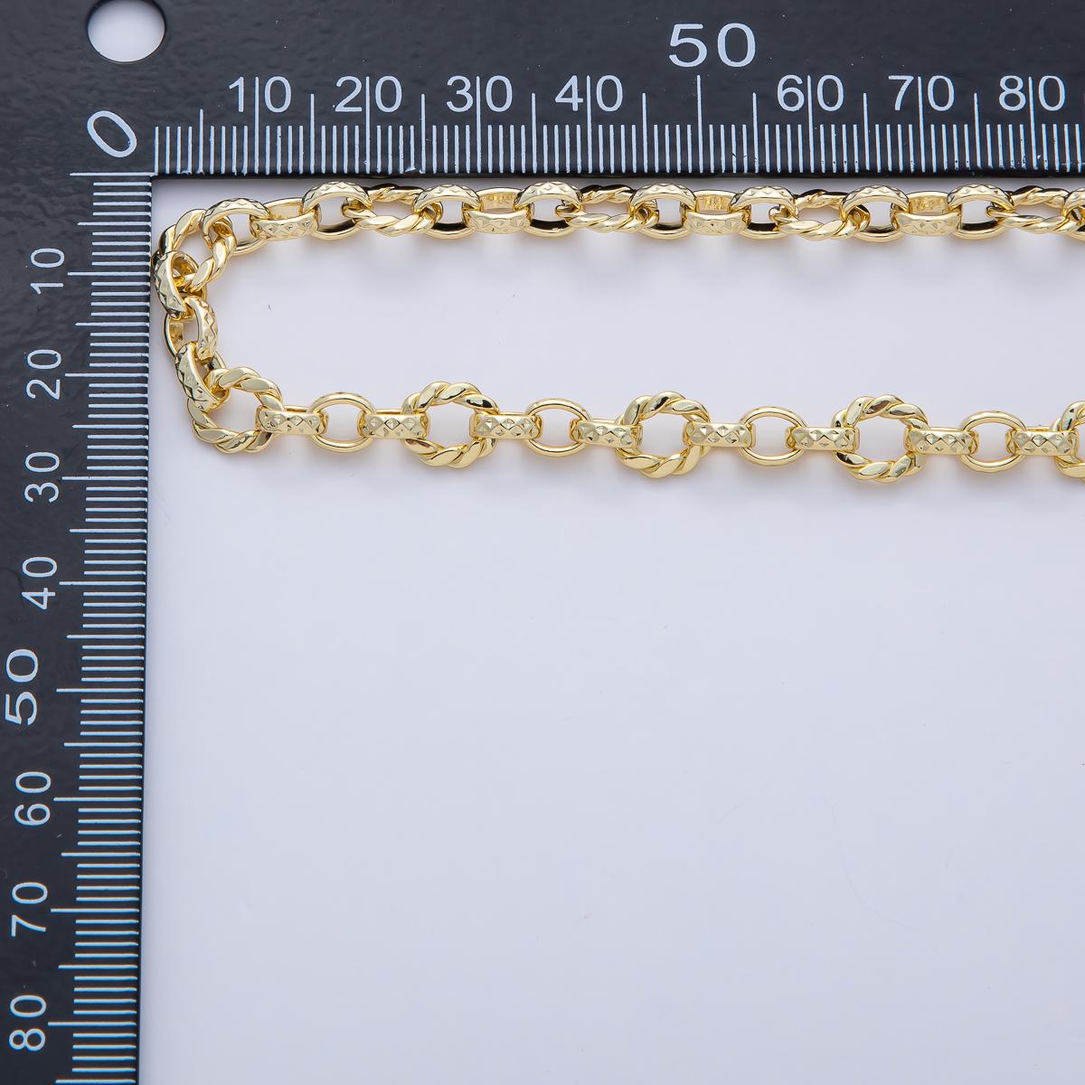 18K Gold Filled 6.7mm Croissant Prism Hammered Cable Link Unfinished Chain by Yard DIY Jewelry Making Supply Bracelet Necklace | Roll-1771