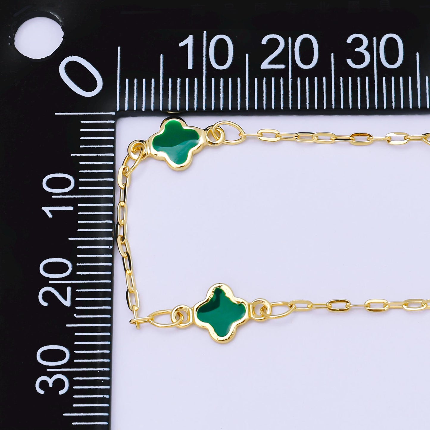 24K Gold Filled Dainty 1.5mm Enamel Lucky Clover Unfinished Satellite Chain by Yard for Jewelry Making Necklace Bracelet | Roll-2006
