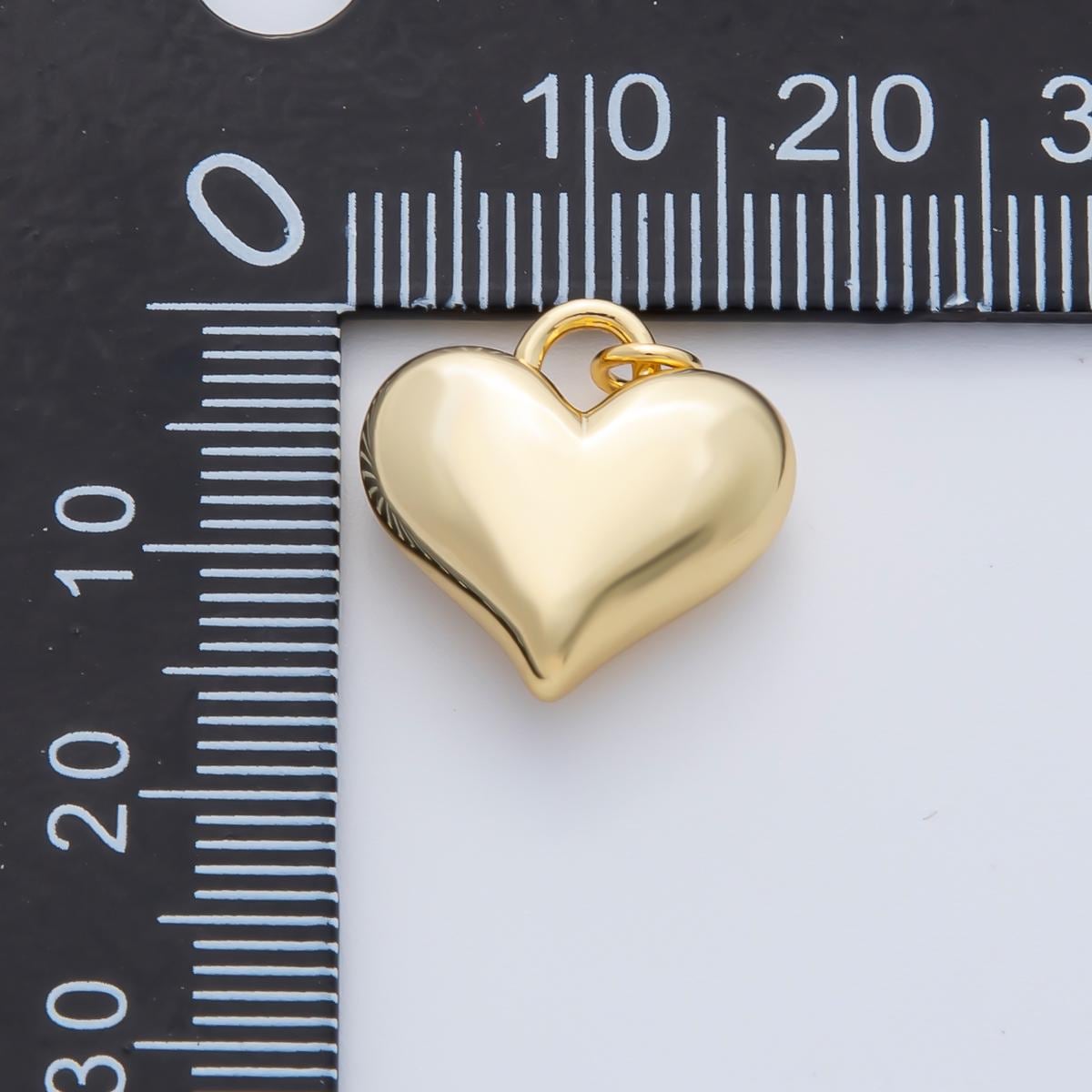 18K Gold Filled 16mm Minimalist Chubby Heart Charm | AF1416