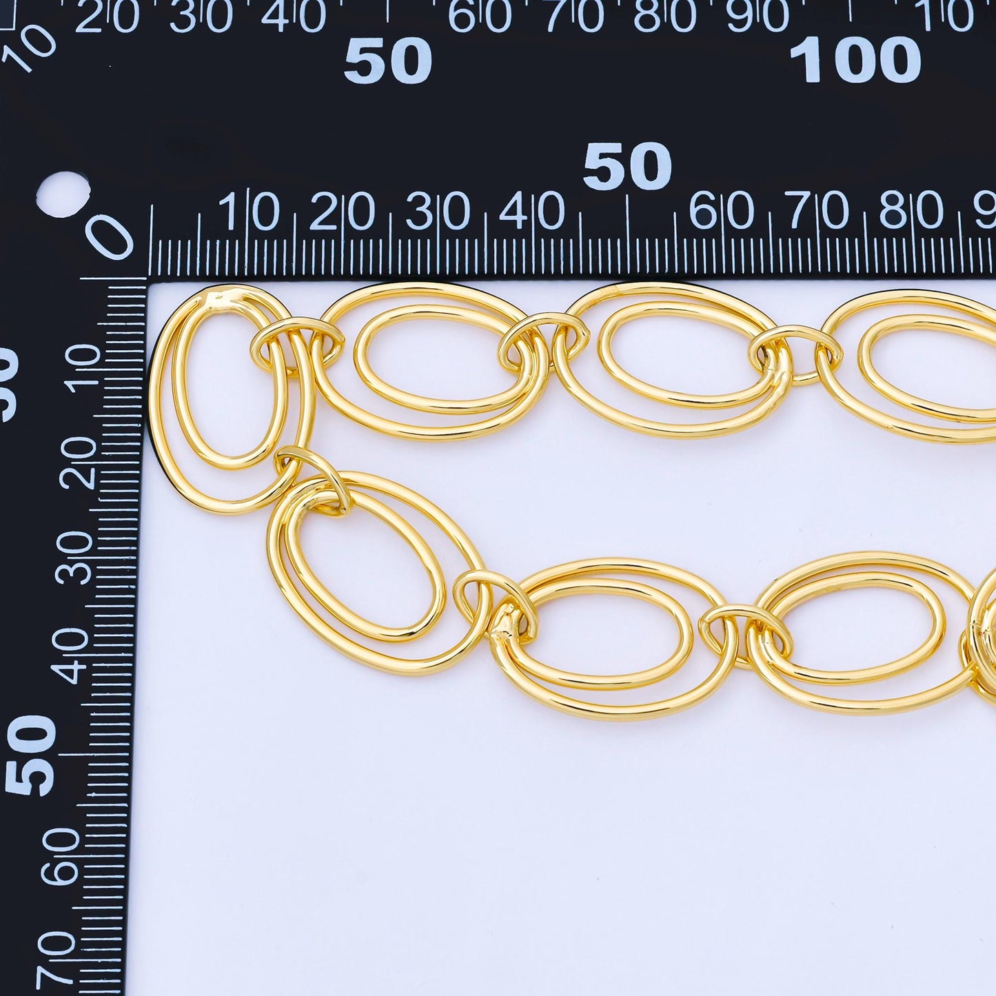 24K Gold Filled Double Oval Interlock Link Cable Unfinished Chain by Yard DIY Jewelry making and supply for Handmade Jewelry | Roll-1746