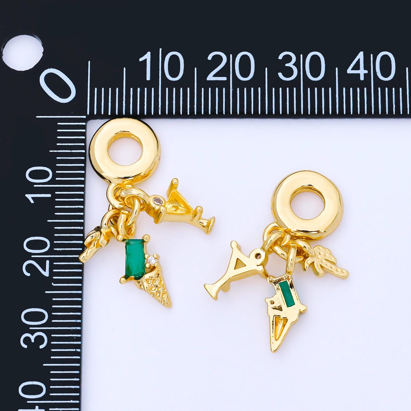 24K Gold Filled Summer Ice Cream Martini Palm Tree Rondelle Drop Pendant DIY jewelry making supply for necklace bracelet earring | AF1568