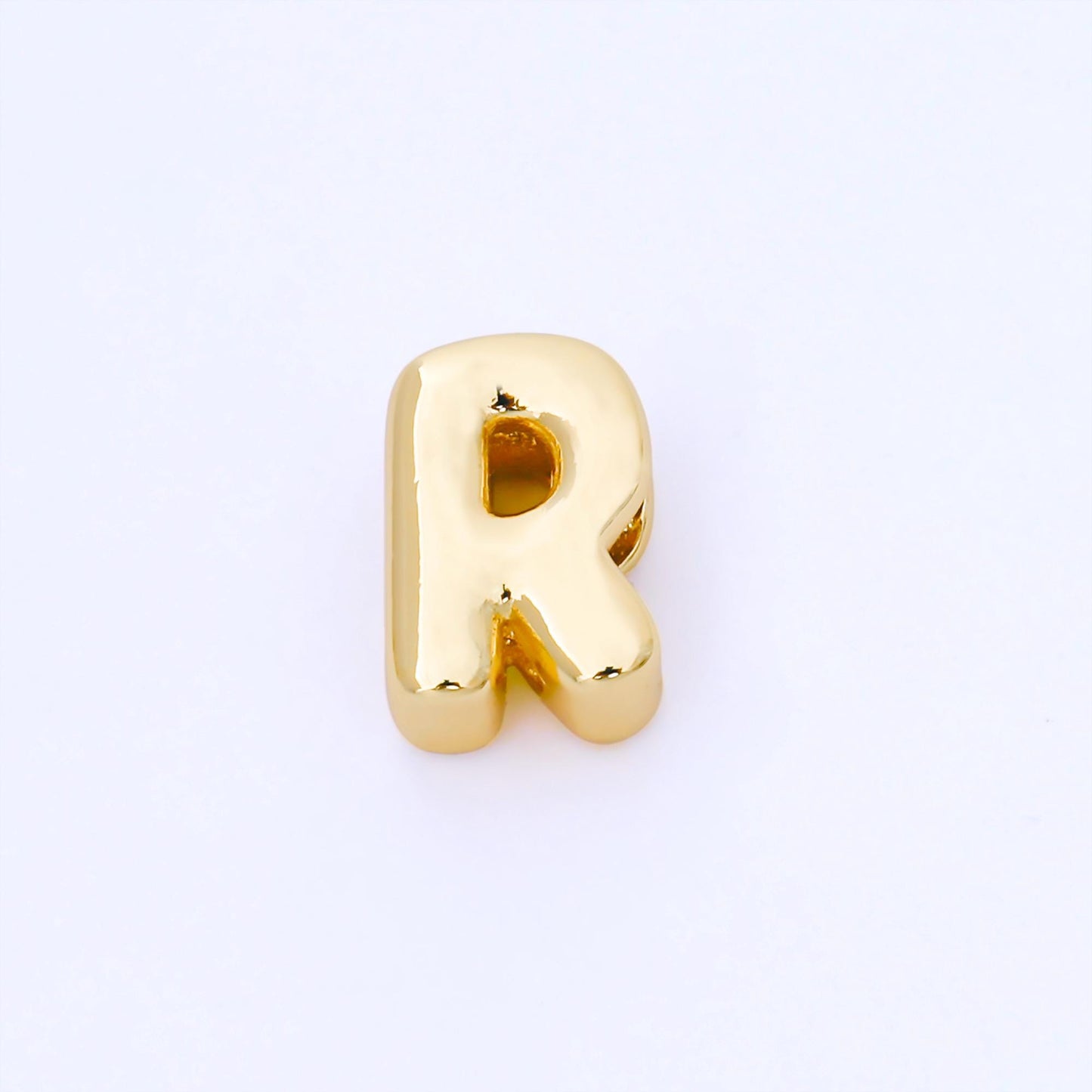 24K Gold Filled 15mm Personalized Chubby Bubble Initial Letter Alphabet Bead A~Z (select 26 Letter) Alphabet | AF079 - AF091