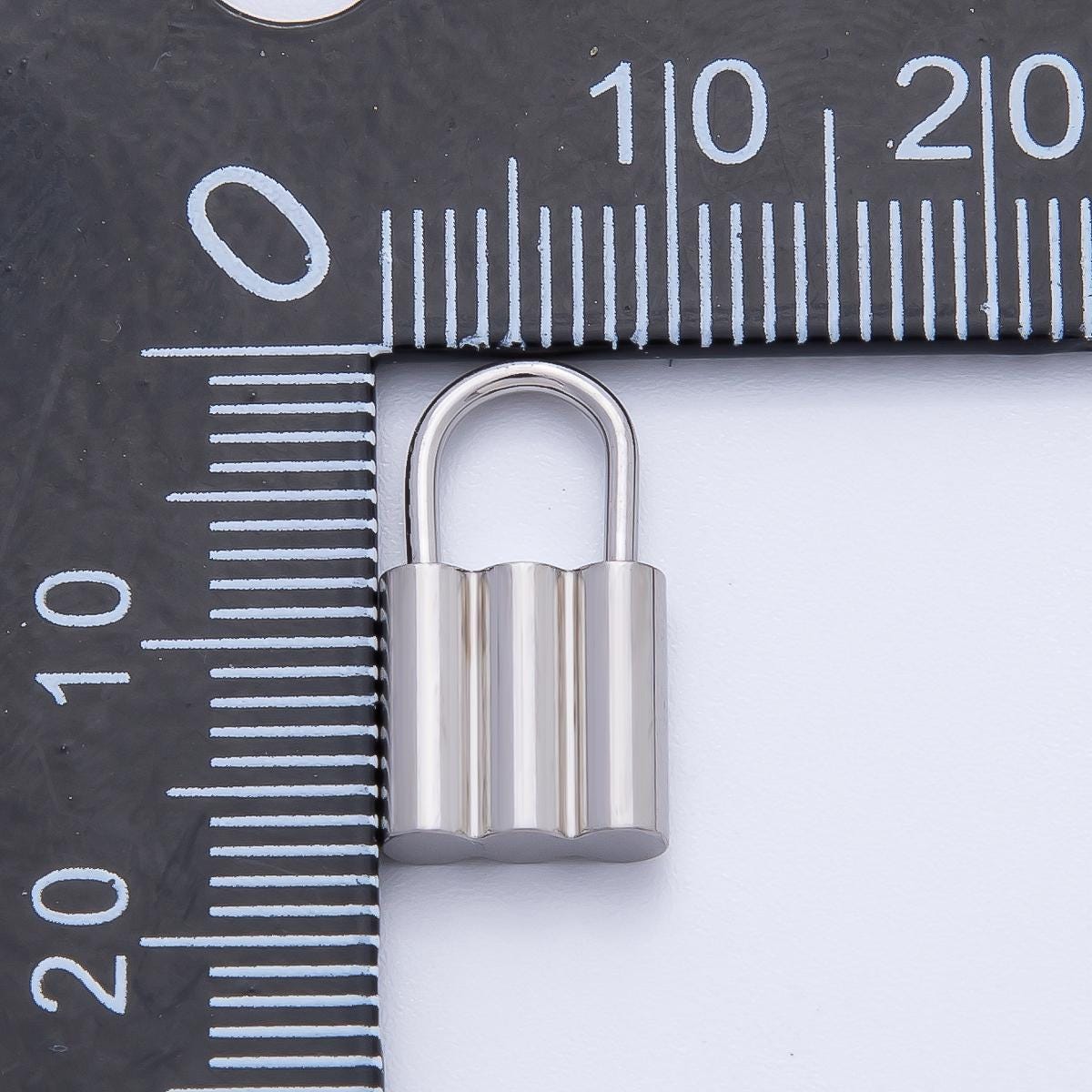 18K Gold Plated 17mm Padlock Triple Tube Finding in Gold & Silver | Z1435