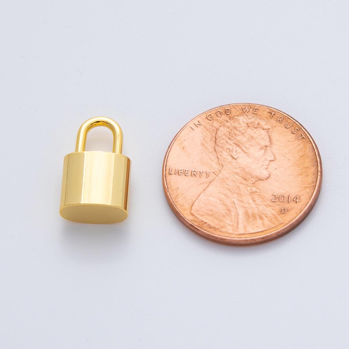 18K Gold Plated 13mm Thick Tube Padlock Finding in Gold & Silver | Z1437