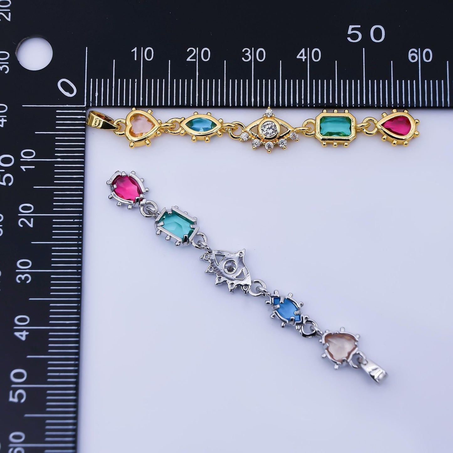 24K Gold Filled Multi Color Shape CZ Drop Charm Evil Eye Pendant Heart Marquise & Teardrop Design in Gold or Silver DIY Jewelry | AA1673