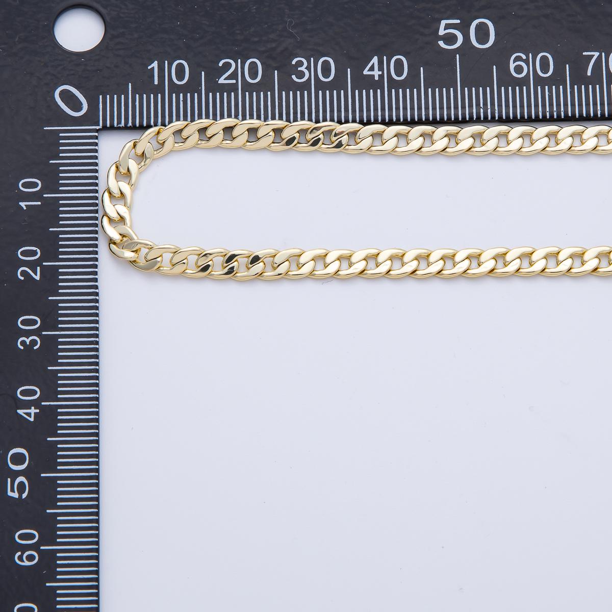 14K Gold Filled 4.2mm Cuban Curb Unfinished Chain by Yard Wholesale Bulk DIY Jewelry Supply for Necklace Bracelet Purse Chain | Roll-1814