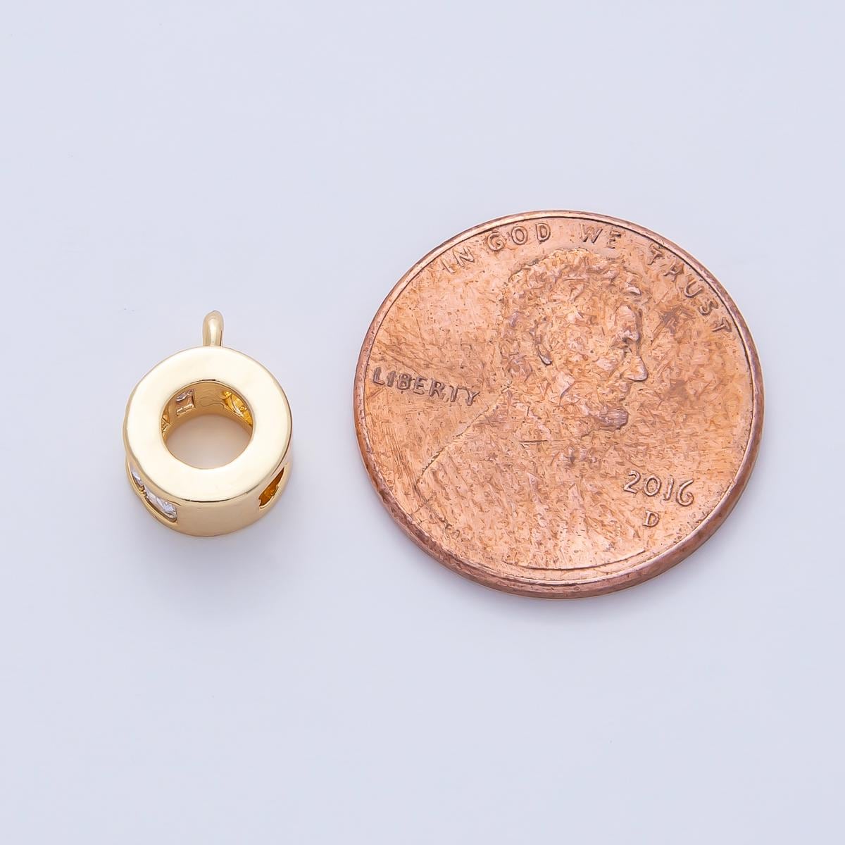 18k Gold Filled CZ Bail Spacer Bead with Closed Link for Charm Holder Bracelet Necklace for DIY Jewelry Making Supply | Z1594
