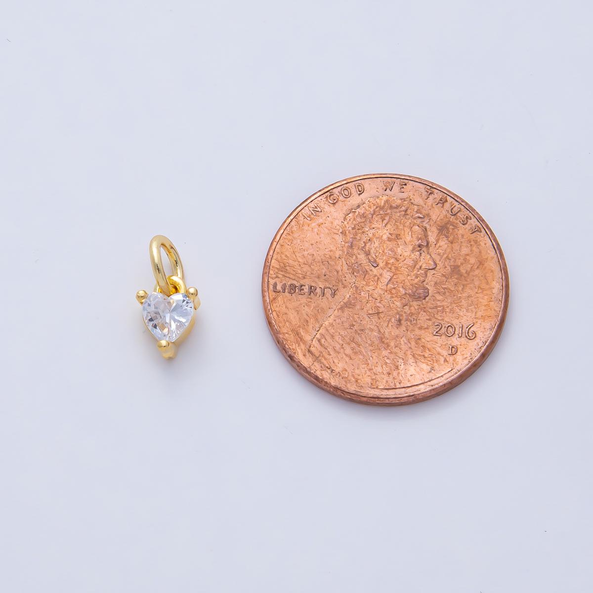18k Gold Filled 6.6mm Large Clear CZ Crystal Charm Mini Heart Luxury Finding DIY Jewelry Supply for Custom Necklace Bracelet | AK-024