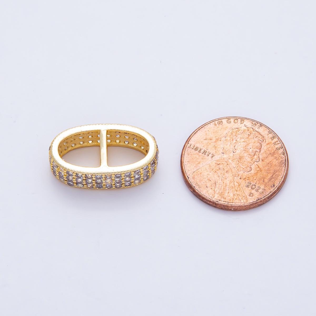 18K Gold Filled 19.3mm Micro Paved Anchor Mariner Link Jewelry Findings Pave Link Spacer for Necklace or Bracelet Making Supplies | Z1474