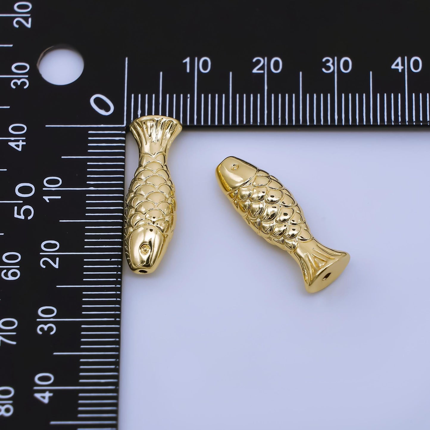 Dainty gold Textured fish charm 24k gold filled bead spacer for diy bracelet necklace jewelry making findings supply B485