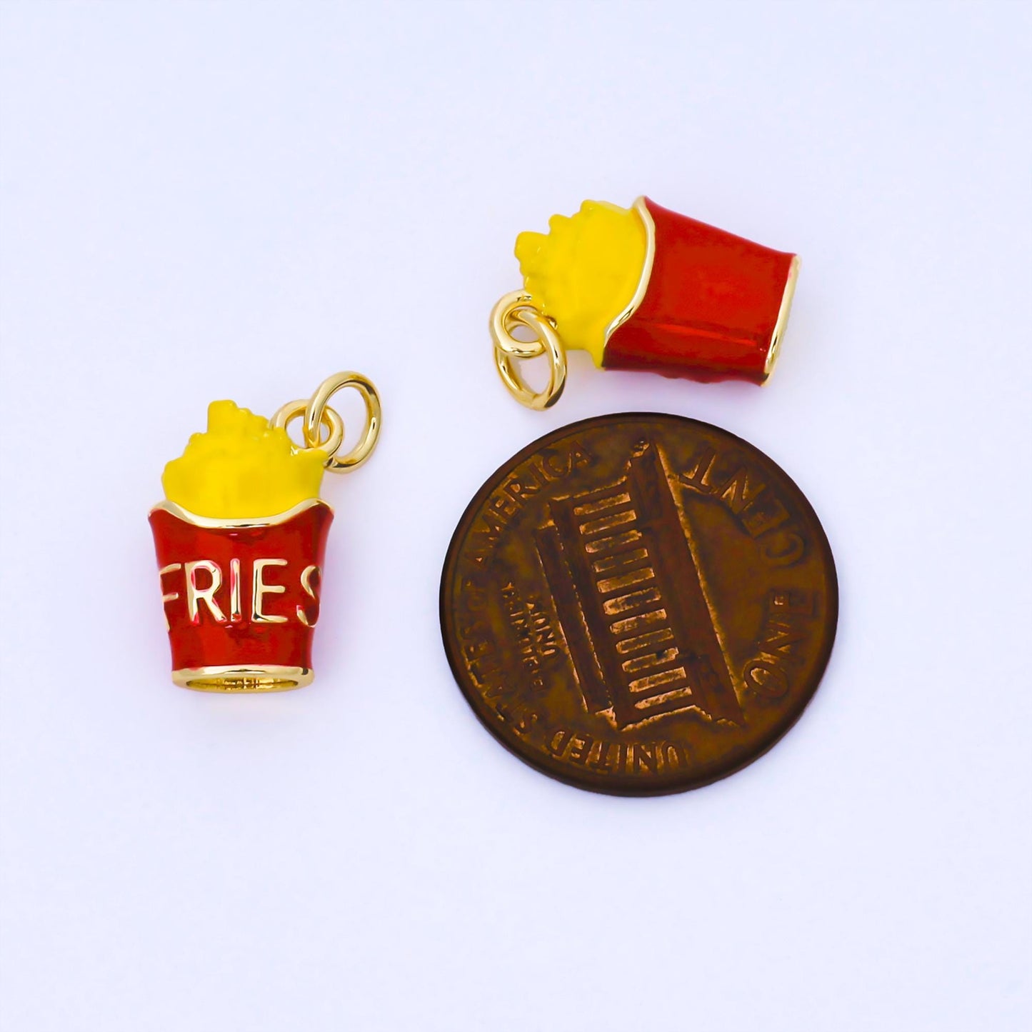 French fries charm Junk food enamel charm 18K Gold Filled Charm Bar Bracelets and Necklaces Charms for DIY Jewelry Making AF-1563