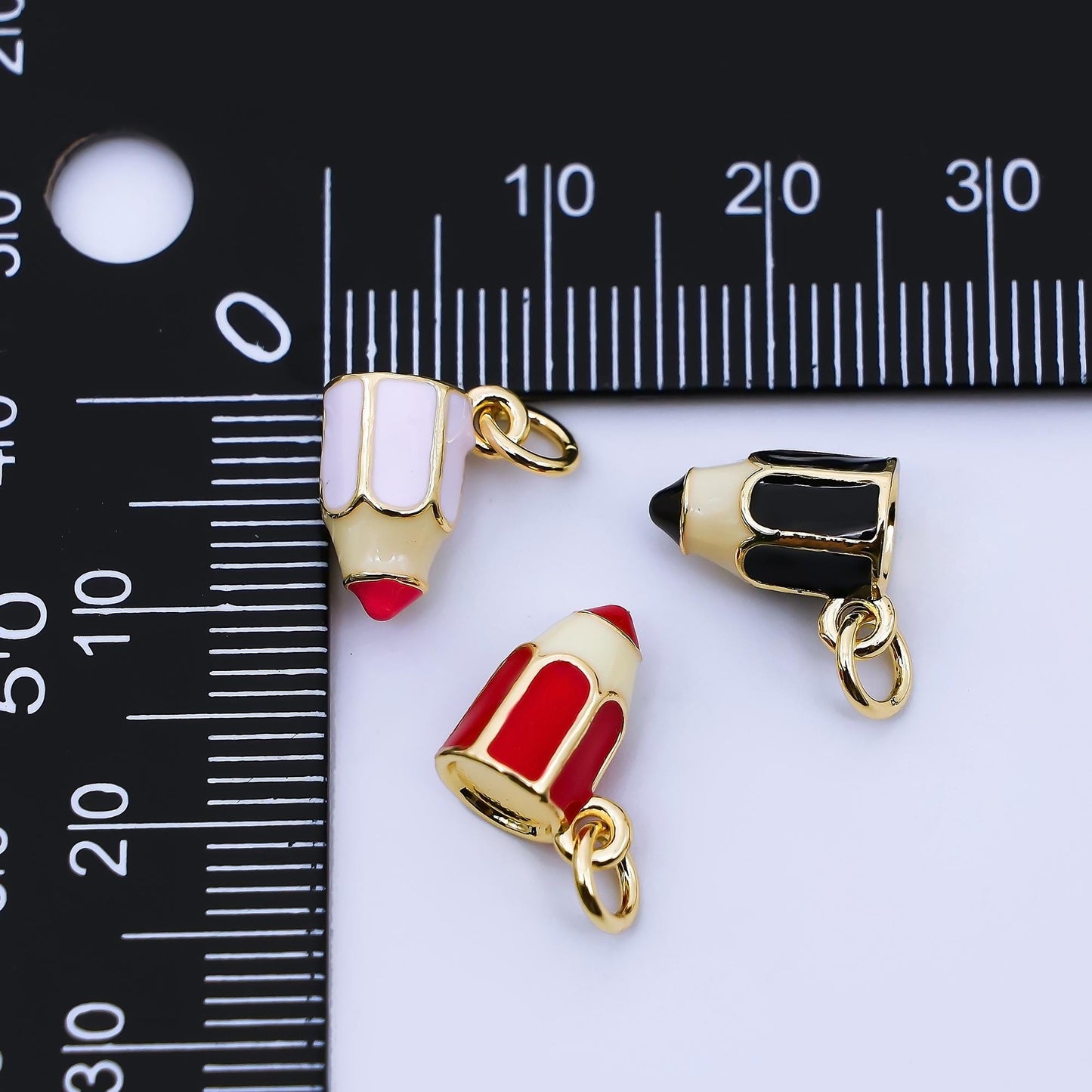 Mini Gold Pencil Charms, 18K Gold Filled Pencil Pendant, Enamel Pencil Pendant Necklace for DIY Jewelry Making Supplies Kindergarten AF1561