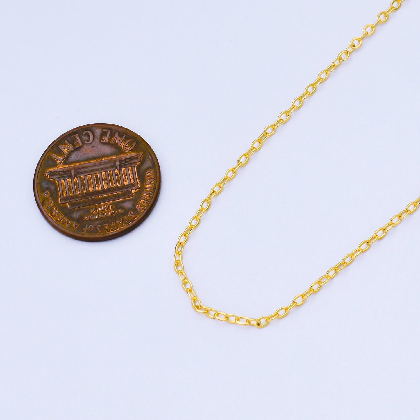 24k Gold Rolo Cable Chain Oval Link Chain by Yard Wholesale Bulk Roll Chain DIY Jewelry Making Supply Necklace Bracelet Bags | Roll-2004
