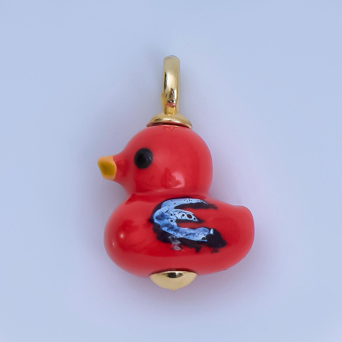 24K Gold Filled Blue, Green, White, Yellow Duck Ceramic Animal Charm Kids Jewelry Beads | C953