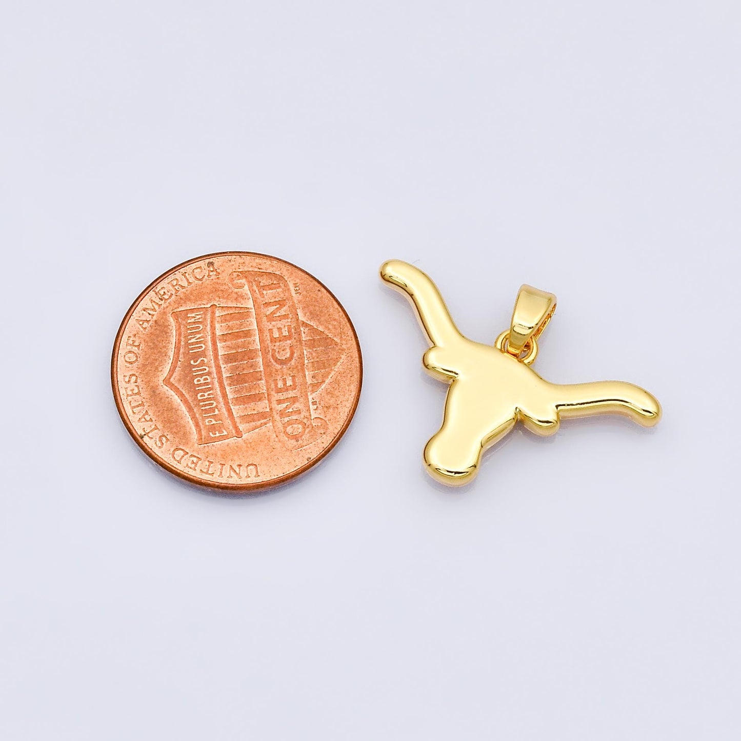 24k Gold Filled Longhorn Bull Head Pendant Charm Texas Jewelry Inspired Travel Animal Charm I816